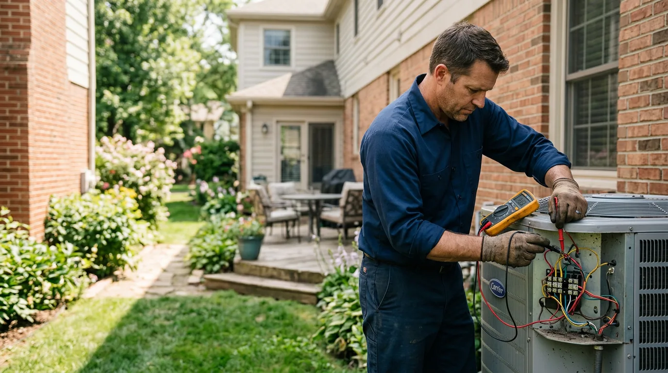 HVAC technician working near Leon, OK